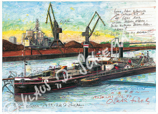 Postkarte Duisburg - Museumsschiff Oskar Huber