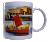 Kaffeebecher Mülheim Stadthalle mit Wikingerschiff